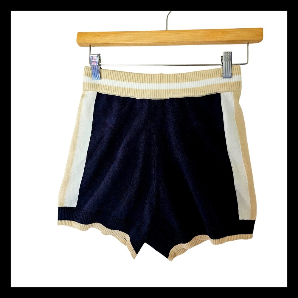 By Anthropologie Sweater Shorts Blue Stripe‎ XS NWT High Rise